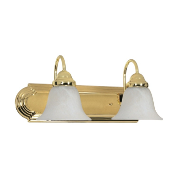 SATCO|NUVO Ballerina 2-Light Vanity Fixture - 18" - Polished Brass / Alabaster Glass