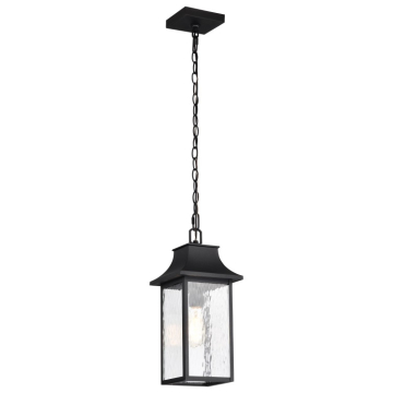 SATCO|NUVO Austen 1-Light Hanging Lantern - Matte Black / Clear Water Glass