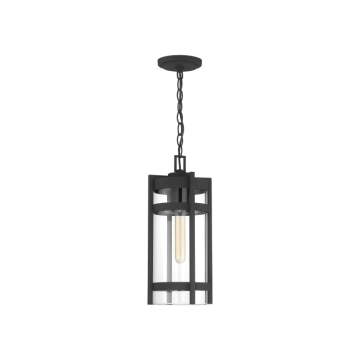 SATCO|NUVO Tofino 1-Light Hanging Lantern - Textured Black / Clear Glass