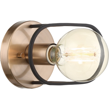SATCO|NUVO Chassis 1-Light Wall Sconce - Copper Brushed Brass / Matte Black