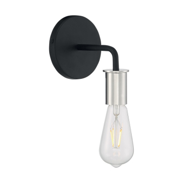 SATCO|NUVO Ryder 1-Light Wall Sconce - Black / Polished Nickel