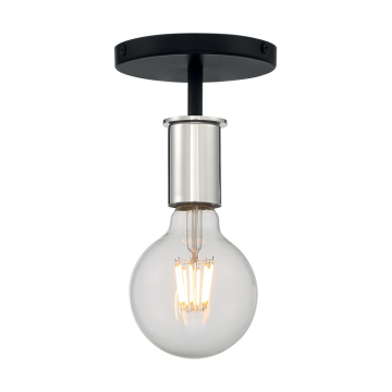SATCO|NUVO Ryder 1-Light Semi-Flush Fixture - Black / Polished Nickel