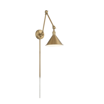 SATCO|NUVO Delancey 1-Light Swing Arm Wall Light - Burnished Brass