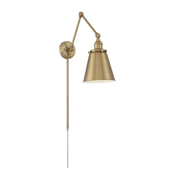 SATCO|NUVO Bayard 1-Light Swing Arm Wall Light - Burnished Brass
