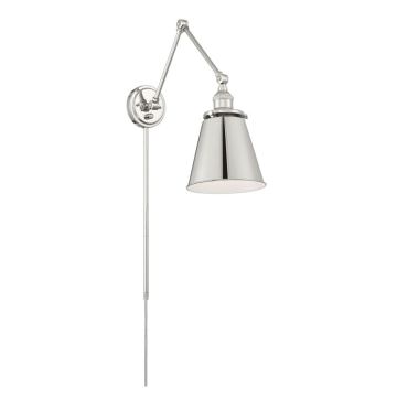 SATCO|NUVO Bayard 1-Light Swing Arm Wall Light - Polished Nickel
