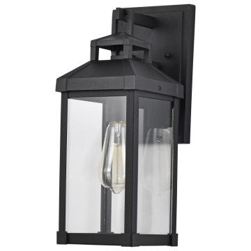 SATCO|NUVO Corning 1-Light Outdoor Wall Lantern - Matte Black / Clear Glass