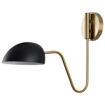SATCO|NUVO Trilby 1-Light Swing Arm Wall Light - Matte Black / Burnished Brass
