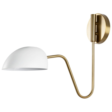 SATCO|NUVO Trilby 1-Light Swing Arm Wall Light - Matte White / Burnished Brass