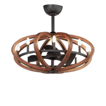 Maxim Lighting Bodega Bay 8-Light WiFi-Enabled Fandelight - 120V - Antique Pecan / Anthracite