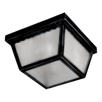 Maxim Lighting Essentials 1-Light Square Outdoor Ceiling Mount - Frosted Glass Shade - 120V - Black