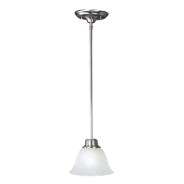 Maxim Lighting Malaga 1-Light Mini Pendant - Marble Glass Shade - 120V - Satin Nickel