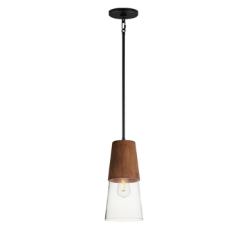 Maxim Lighting Carpenter 6.5" Mini Pendant - 120V - Walnut / Black