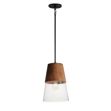 Maxim Lighting Carpenter 10" Mini Pendant - 120V - Walnut / Black