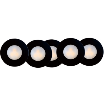 Lotus 1W 1" Mini LED Puck Light Kit - 5 PACK - 3000K - 70 Lumens - 12V - Black