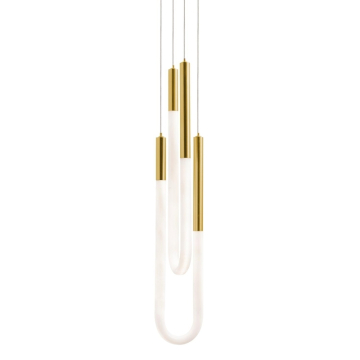 AFX Adel Double LED Pendant - 1,860 Lumens - 26W - CCT Selectable - 120-277V - Light Antique Brass
