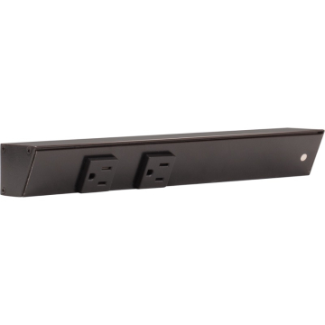 Task Lighting 12" Slim Profile Angled Power Strip - Right Wire Entry - 2 Single Black Receptacles - Black