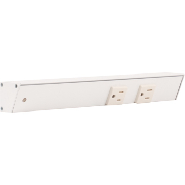 Task Lighting 12" Slim Profile Angled Power Strip - Left Wire Entry - 2 Single White Receptacles - White