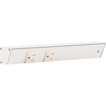 Task Lighting 12" Slim Profile Angled Power Strip - Right Wire Entry - 2 Single White Receptacles - White