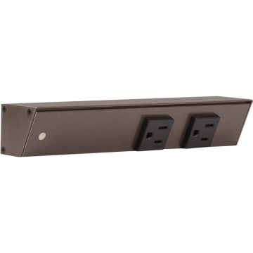 Task Lighting 9" Slim Profile Angled Power Strip - Left Wire Entry - 2 Single Black Receptacles - Bronze