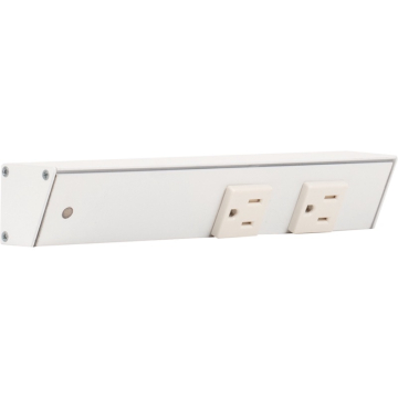 Task Lighting 9" Slim Profile Angled Power Strip - Left Wire Entry - 2 Single White Receptacles - White