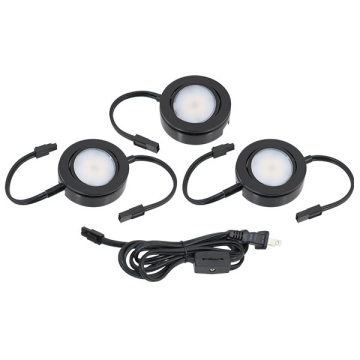 American Lighting 4W 3" MVP LED Puck Light Kit - 3 PACK - 2700K - 200 Lumens - 120V - Black