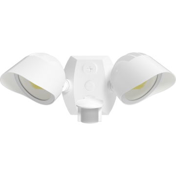 RAB BULLET Dual Head LED Flood Light - 2,645 Max Lumens - 12 | 18 | 24W - Motion Sensor - 120V - White