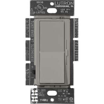 Lutron Diva LED+ Dimmer - Single Pole / 3-Way - 250W Max - Cobblestone