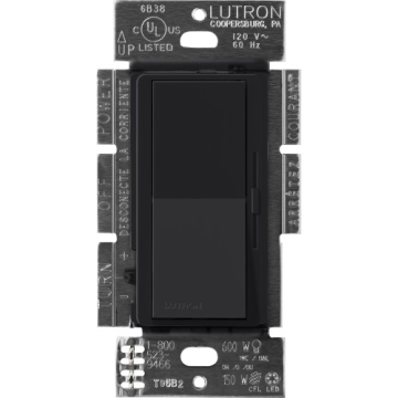 Lutron Diva LED+ Dimmer - Single Pole / 3-Way - 150W Max - Midnight