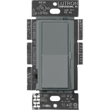 Lutron Diva Magnetic Low-Voltage Dimmer - Single-Pole - 800W Max - Slate