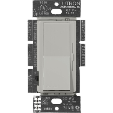 Lutron Diva 0-10V LED Dimmer - Single-Pole / 3-Way - 8A - 120-277V - Pebble