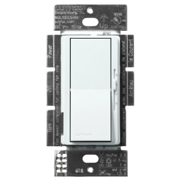 Lutron Diva Quiet Fan-Speed Control and Light Switch - Single Pole - Glacier White