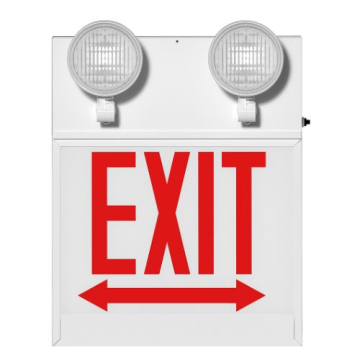 RAB Chicago Approved LED Exit Emergency Combo - Single Face - Red Letters - 120/277V