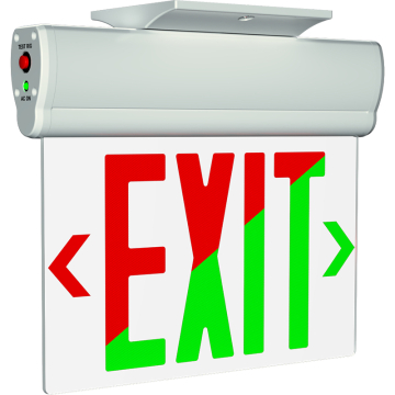 RAB Edge-Lit Exit Sign - Single Face - Red/Green Selectable - Battery Backup - 120-277V