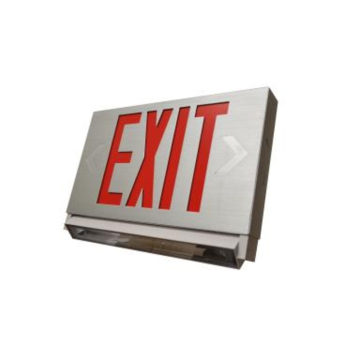 MaxLite LED Thin Exit Emergency Combo - Red Letters - Battery Backup - Aluminum