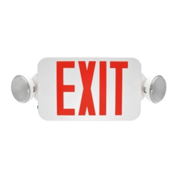 MaxLite LED Exit Emergency Combo - Red Letters - Battery Backup - Remote Capable - White