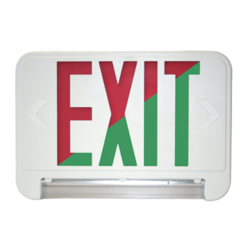 Litetronics LED Exit Sign Combo with Bar Light - 6500K - Single or Double Face - Red or Green Letters - 120-277V - White