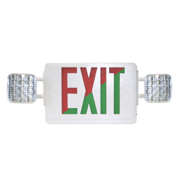 Litetronics LED Exit Sign Emergency Combo - 6500K - Single or Double Face - Red or Green Letters - 120-277V - White