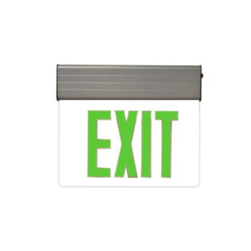 MaxLite LED Edgelit Exit Sign - Single Face - Green Letters - Battery Backup - Silver