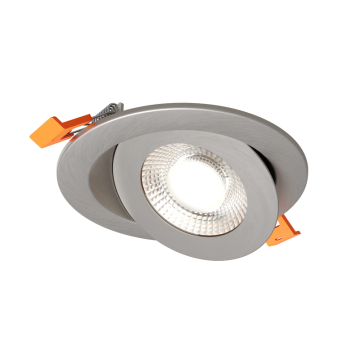 DALS Pivot 4" LED Flat Gimbal Downlight - 940 Lumens - 9W - CCT Selectable + Dim to Warm - 120V - Satin Nickel
