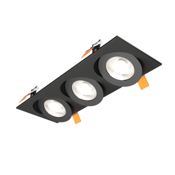 DALS Pivot Trio 4" LED Flat Gimbal Downlight - 2,780 Lumens - 27W - CCT Selectable + Dim to Warm - 120V - Black