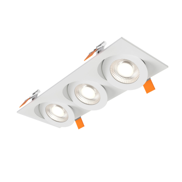 DALS Pivot Trio 4" LED Flat Gimbal Downlight - 2,780 Lumens - 27W - CCT Selectable + Dim to Warm - 120V - White
