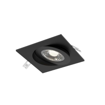 DALS Pivot Flat LED Gimbal Downlight - 4" Square - 9W - CCT Selectable - Black - 120V