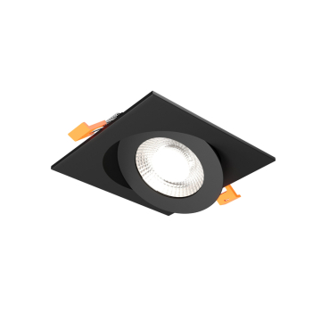 DALS Pivot 4" LED Square Flat Gimbal Downlight - 940 Lumens - 9W - CCT Selectable + Dim to Warm - 120V - Black