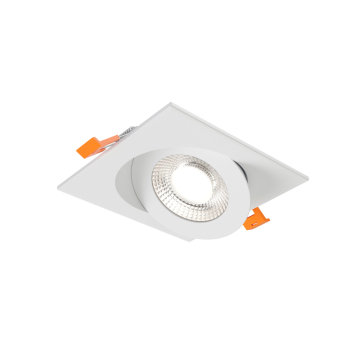 DALS Pivot 4" LED Square Flat Gimbal Downlight - 940 Lumens - 9W - CCT Selectable + Dim to Warm - 120V - White