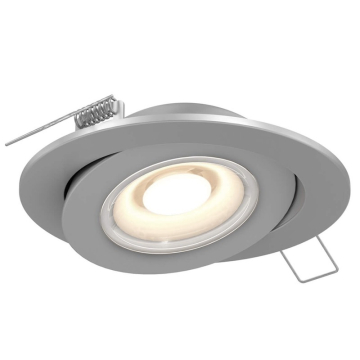 DALS Pivot Flat LED Gimbal Downlight - 6" - 14W - CCT Selectable - Satin Nickel - 120V
