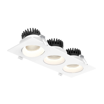DALS Revolve Trio Regressed LED Gimbal Downlight - 3.5" - 36W - CCT Selectable - 120V - White