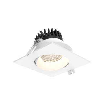 DALS Revolve Regressed LED Gimbal Downlight - 3.5" Square - 12W - CCT Selectable - 120V - White