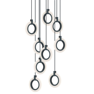 AFX Halo 9-Light LED Round Pendant - 162W - CCT Selectable - 120V - Black