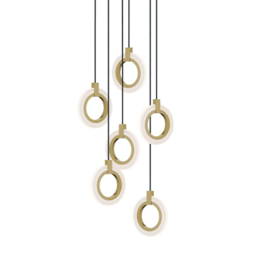 AFX Halo 6-Light LED Round Pendant - 108W - CCT Selectable - 120V - Light Antique Brass