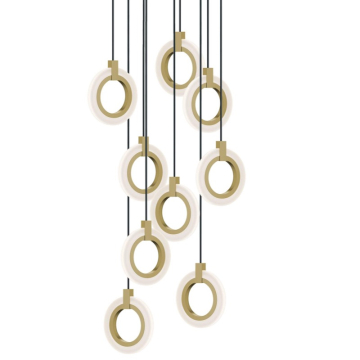 AFX Halo 9-Light LED Round Pendant - 162W - CCT Selectable - 120V - Light Antique Brass